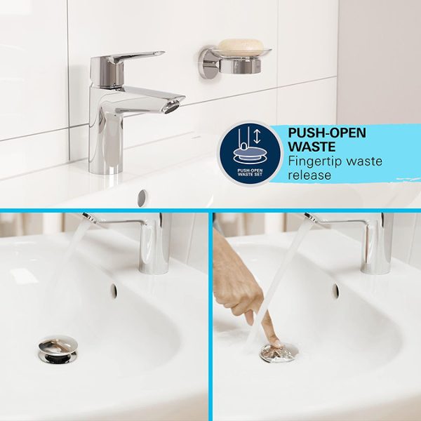 Grohe QuickFix Start S Size Mono Basin Mixer with Push Open Waste - Image 6