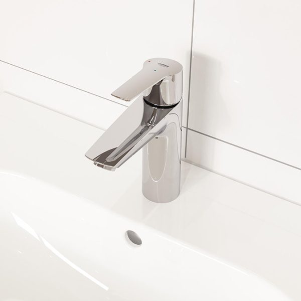 Grohe QuickFix Start SilkMove ES M Size Mono Basin Mixer with Pop up Waste - Image 4