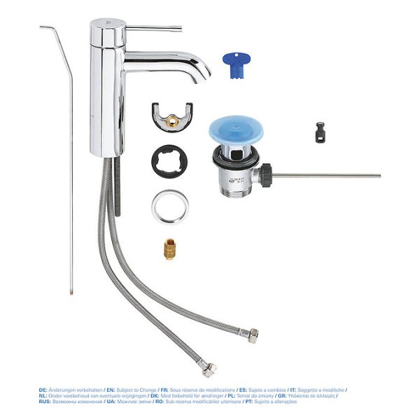 Grohe Essence S Size Mono Basin Mixer with Pop up Waste   Chrome - Image 10