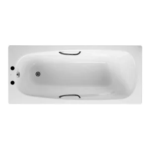 Roca Carla 1700 x 700mm 2TH Steel Enamel Bath with Grips & Anti Slip Base