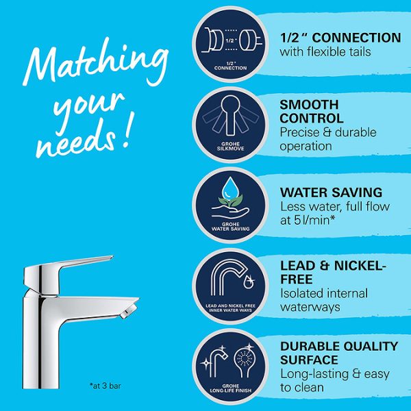 Grohe QuickFix Start S Size Mono Basin Mixer (Low Pressure) - Image 8