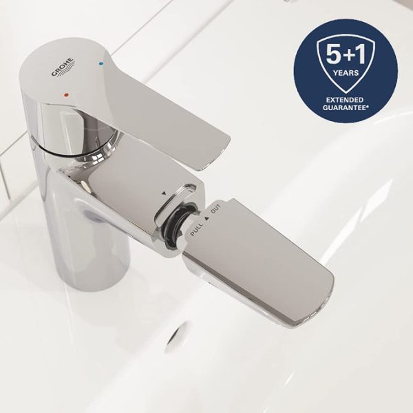 Grohe QuickFix Start Mono Basin Mixer with Pull Out Spout + Push Open Waste - Image 13