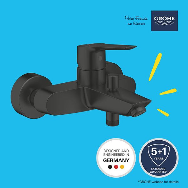 Grohe Start Wall Mounted Single Lever Bath Shower Mixer   Matt Black - Image 2