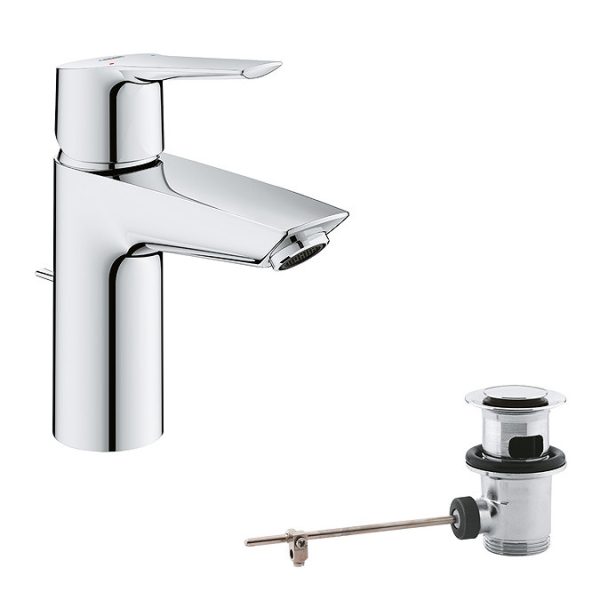 Grohe QuickFix Edge SilkMove ES S Size Mono Basin Mixer with Pop up Waste   Chrome - Image 5