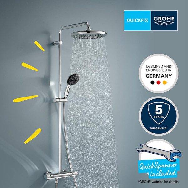Grohe Vitalio Start Thermostatic Shower Mixer 1/2" with Shower Set   Chrome - Image 4