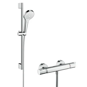 hansgrohe Croma Select S Vario Thermostatic Shower System with 65cm Shower Slider Rail Kit