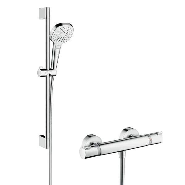 hansgrohe Croma Select E Vario Thermostatic Shower System with 65cm Shower Slider Rail Kit