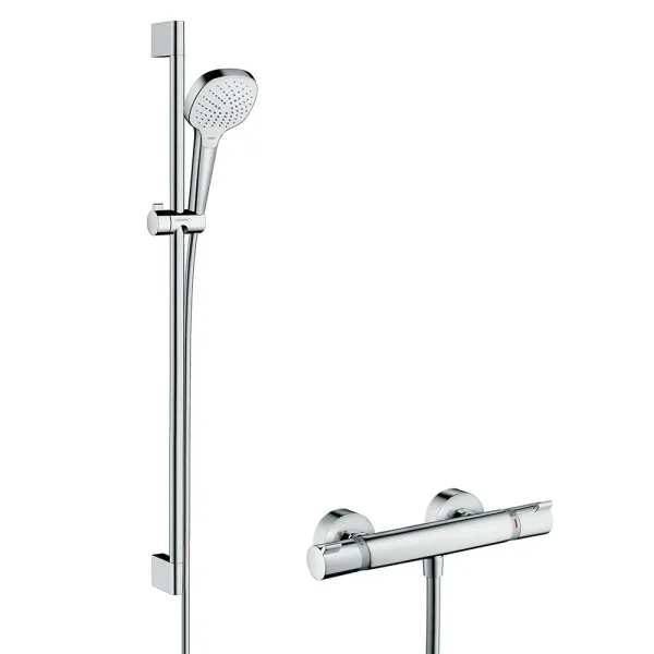hansgrohe Croma Select E Vario Thermostatic Shower System with 90cm Shower Slider Rail Kit