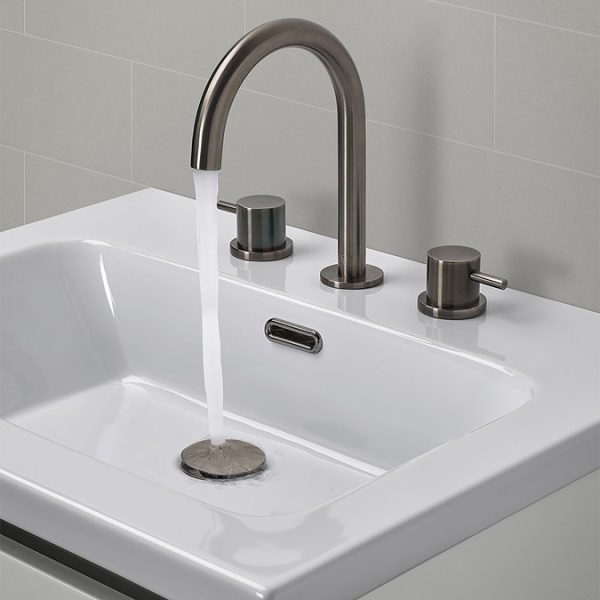 JTP Vos Brushed Black 3 Hole Deck Mounted Basin Mixer - Image 2
