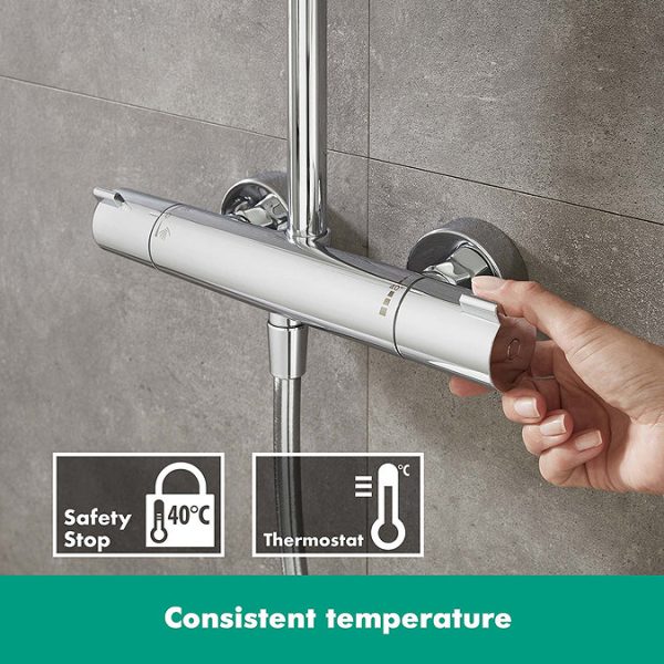 hansgrohe Crometta S Showerpipe 240 Thermostatic Shower Mixer - Image 8