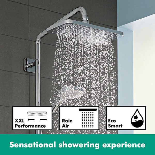 hansgrohe Croma E Showerpipe 280 EcoSmart 9 l/min Thermostatic Shower Mixer - Image 6