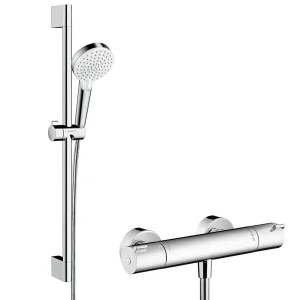 hansgrohe Crometta Vario Thermostatic Shower System with 65cm Shower Slider Rail Kit