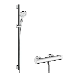 hansgrohe Crometta Vario Thermostatic Shower System with 90cm Shower Slider Rail Kit