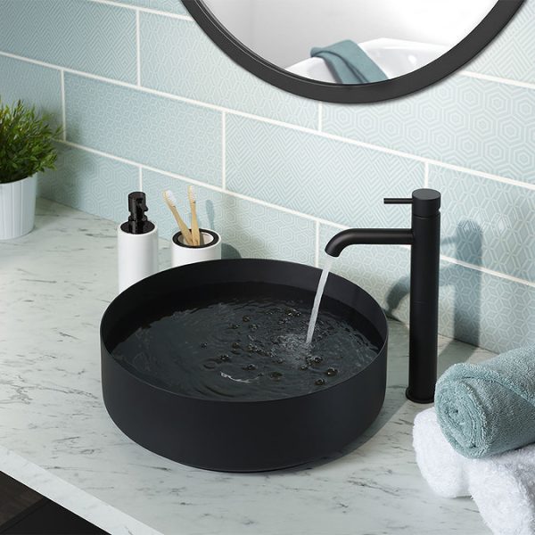 JTP Vos Matt Black Tall Single Lever Basin Mixer - Image 2