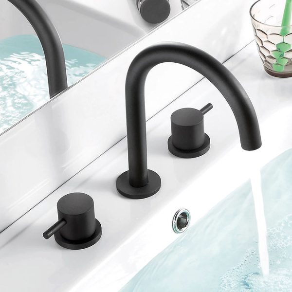 JTP Vos Matt Black 3 Hole Deck Mounted Basin Mixer - Image 3