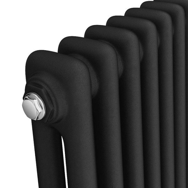 Keswick 450 x 1415mm Cast Iron Style Traditional 2 Column Matt Black Radiator - Image 4