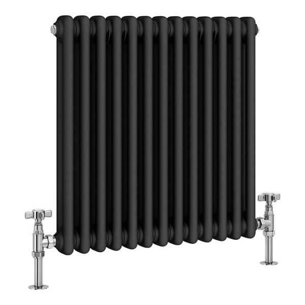 Keswick 600 x 605mm Cast Iron Style Traditional 2 Column Matt Black Radiator - Image 4