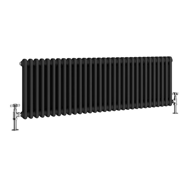 Keswick 450 x 1415mm Cast Iron Style Traditional 2 Column Matt Black Radiator - Image 2