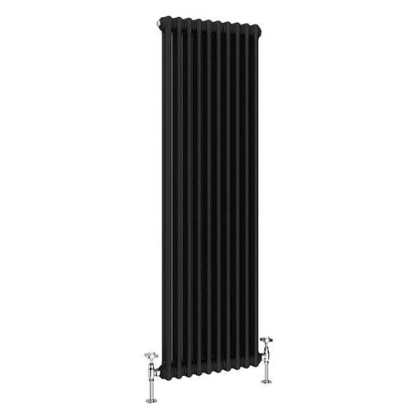 Keswick 1500 x 470mm Cast Iron Style Traditional 2 Column Matt Black Radiator - Image 2