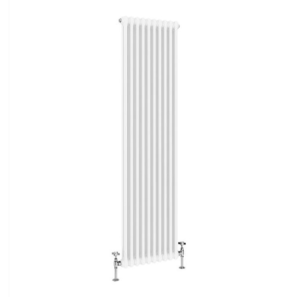Keswick 1800 x 470mm Cast Iron Style Traditional 2 Column White Radiator - Image 2