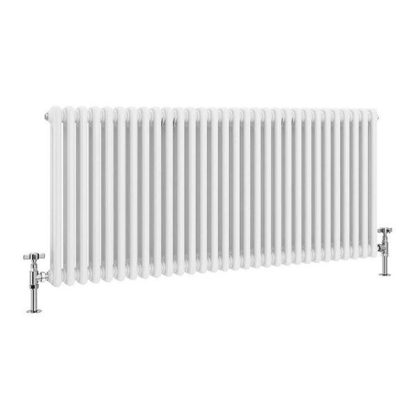 Keswick 600 x 1370mm Cast Iron Style Traditional 2 Column White Radiator - Image 2
