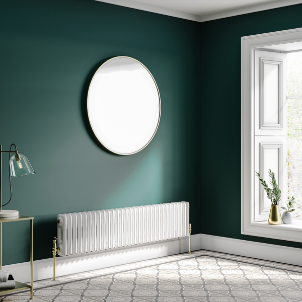Keswick 300 x 1370mm Cast Iron Style Traditional 2 Column White Radiator