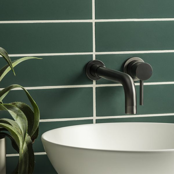 Arezzo Round Gunmetal Grey Wall Mounted (2TH) Basin Mixer Tap - Image 6