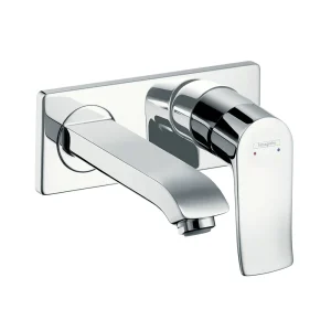hansgrohe Metris Wall Mounted Single Lever Basin Mixer with Waste (Short Spout)