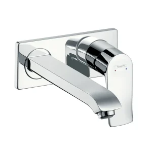 hansgrohe Metris Wall Mounted Single Lever Basin Mixer with Waste (Long Spout)