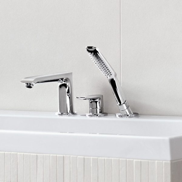 hansgrohe Metris 3 Hole Deck Mounted Single Lever Bath Mixer - Image 2