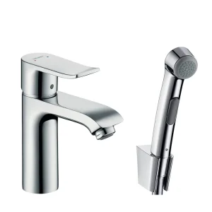hansgrohe Metris Single Lever Basin Mixer 100 with Bidet Spray and 160cm Shower Hose