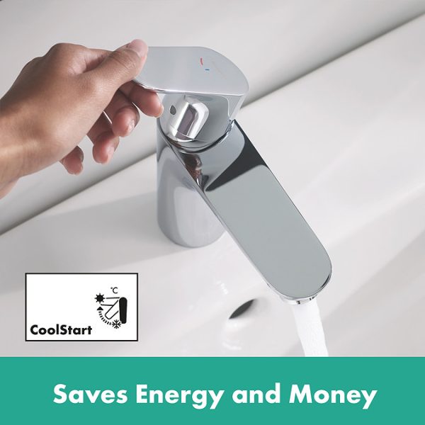 hansgrohe Focus Single Lever Basin Mixer 100 CoolStart with Pop up Waste - Image 2