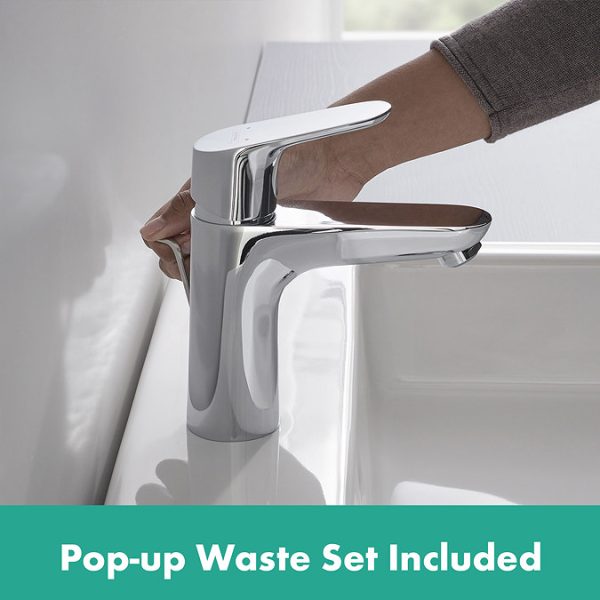 hansgrohe Focus Single Lever Basin Mixer 100 CoolStart with Pop up Waste - Image 7