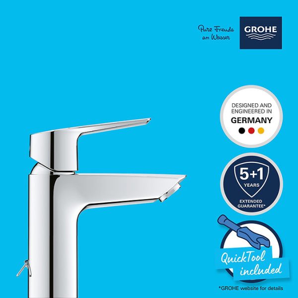 Grohe QuickFix Start S Size Mono Basin Mixer with Retractable Chain - Image 9