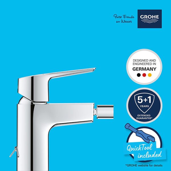 Grohe QuickFix Start S Size Bidet Mixer with Retractable Chain - Image 8