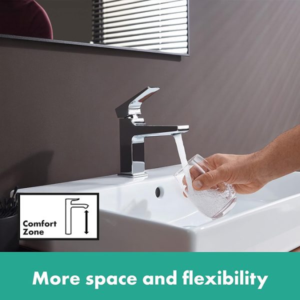 hansgrohe Metropol Chrome Single Lever Basin Mixer 100 + Waste - Image 6