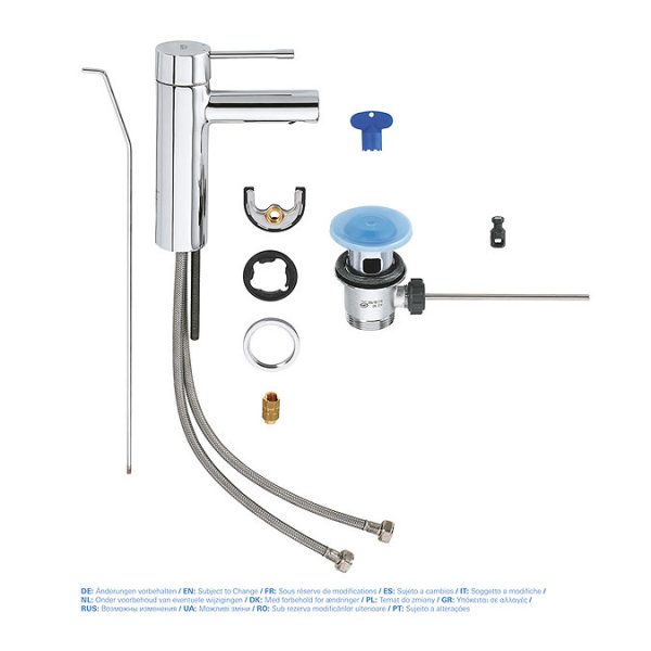 Grohe Essence S Size Mono Basin Mixer with Pop up Waste - Image 5