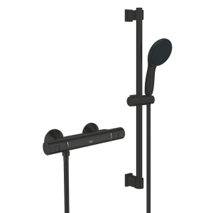 Grohe Precision Start Thermostatic Shower Mixer 1/2" with Shower Set   Matt Black