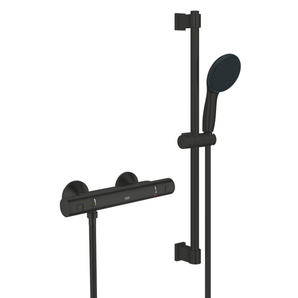 Grohe Precision Start Thermostatic Shower Mixer 1/2" with Shower Set   Matt Black