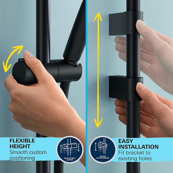 Grohe Precision Start Thermostatic Shower Mixer 1/2" with Shower Set   Matt Black - Image 4
