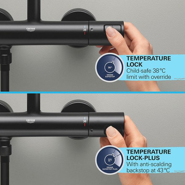 Grohe Precision Start Thermostatic Shower Mixer 1/2" with Shower Set   Matt Black - Image 5