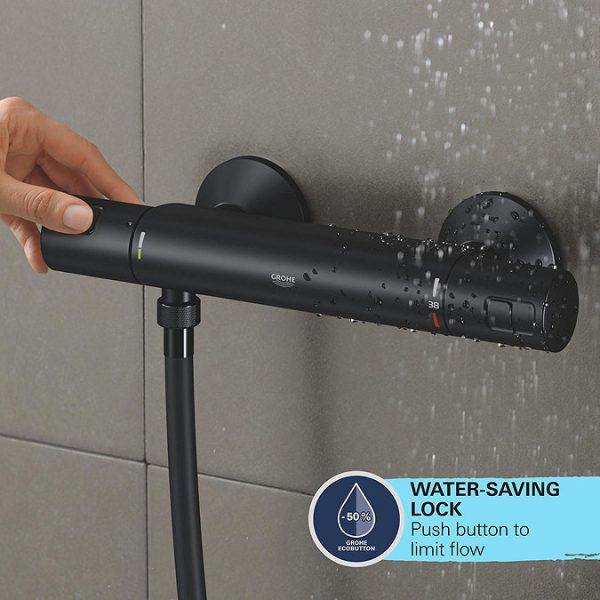 Grohe Precision Start Thermostatic Shower Mixer 1/2" with Shower Set   Matt Black - Image 6