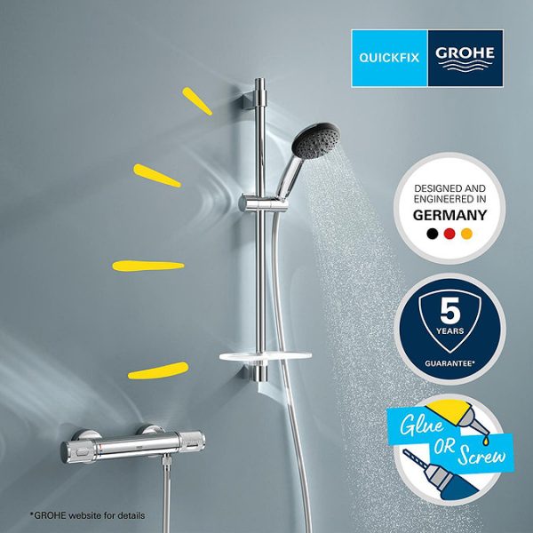 Grohe Precision Feel Thermostatic Shower Mixer 1/2" with Shower Set   Chrome - Image 6