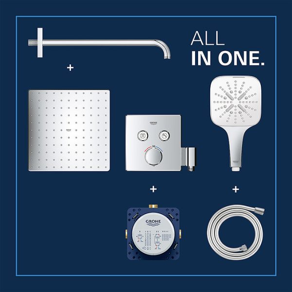 Grohe Precision SmartControl Concealed Shower System with Vitalio Rain Mono 310 Cube - Image 9