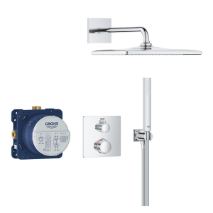 Grohe Precision Thermostat Concealed Shower System with Vitalio Rain Mono 310 Cube