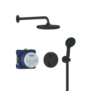 Grohe Precision Thermostat Concealed Shower System with Vitalio Start 250   Matt Black
