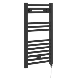 E Diamond Electric Only Heated Towel Rail   W400mm x H720mm   Matt Black   Straight