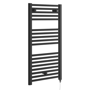 E Diamond Electric Only Heated Towel Rail   W480mm x H920mm   Matt Black   Straight
