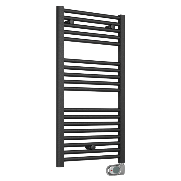 E Diamond Electric Only Heated Towel Rail w. Digital Thermostat   W480mm x H920mm   Anthracite   Straight
