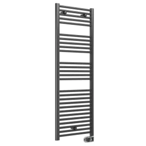 E Diamond Electric Only Heated Towel Rail w. Digital Thermostat   W480mm x H1375mm   Anthracite   Straight